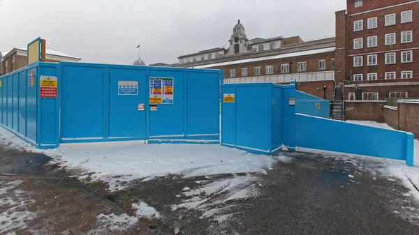 Veiligheidswaarschuwingsborden Bouwplaats Gate Fence — Stockfoto