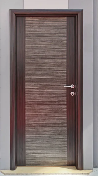 Drewniane Panele Ciemne Drzwi Wnętrzu Domu — Zdjęcie stockowe
