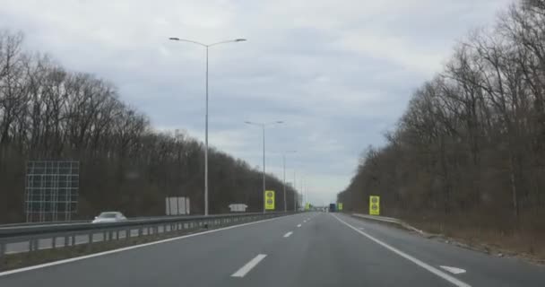 Autorijden Snelweg Naar Europa Douane Verkeersbord — Stockvideo