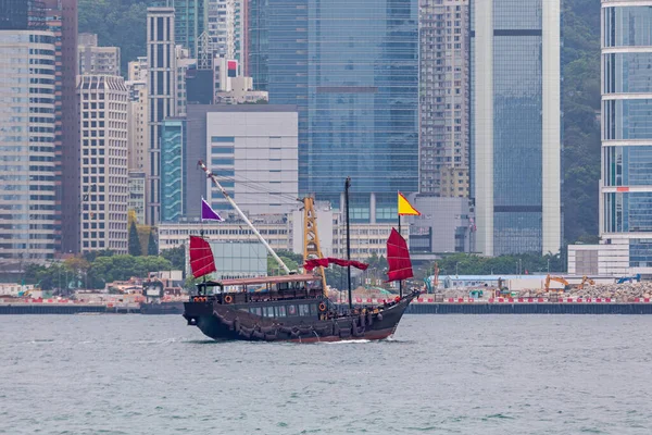 Barco Basura Puerto Victoria Hong Kong — Foto de Stock