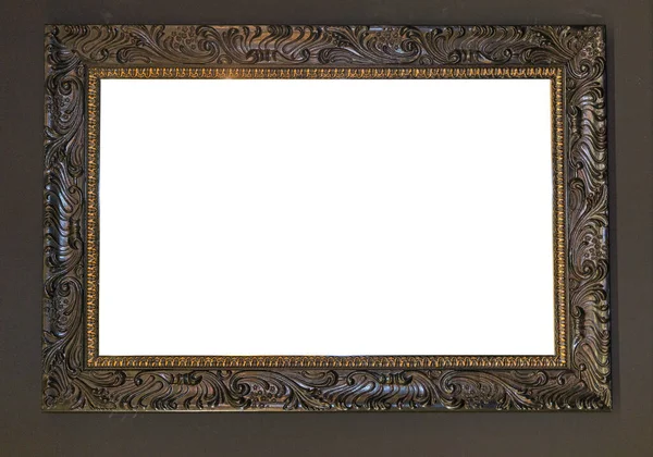 Black Picture Frame Dark Wall Landscape — Stock fotografie