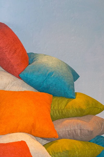 Big Bunch Colourful Soft Cushion Pillows — Stock Photo, Image