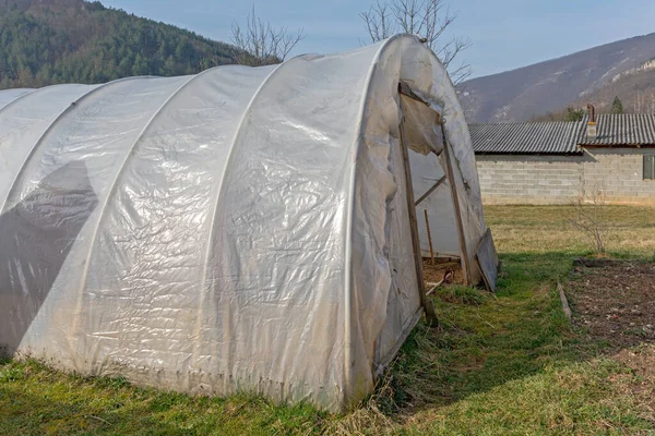 Affordable Plastic Structure Greenhouse Farm Agriculture — Stock Photo, Image