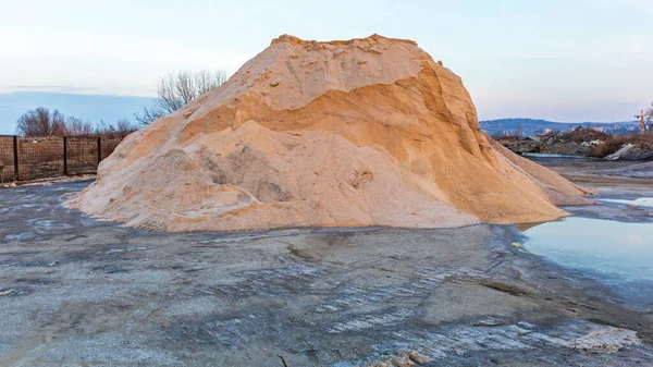 Mélange Sel Gemme Sable Pour Les Routes Hiver — Photo