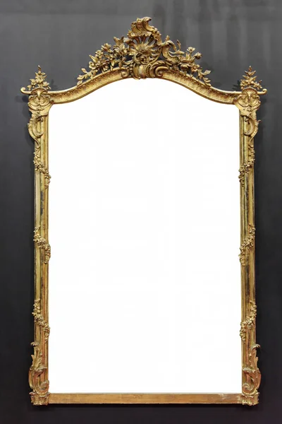 Antique Style Gold Mirror Frame Μαύρο Τοίχο — Φωτογραφία Αρχείου