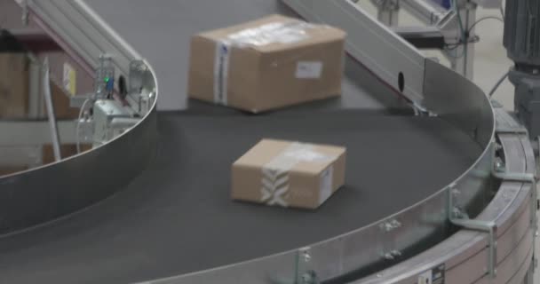 Boîtes Colis Paquets Chez Fast Conveyer Dans Entrepôt Distribution — Video