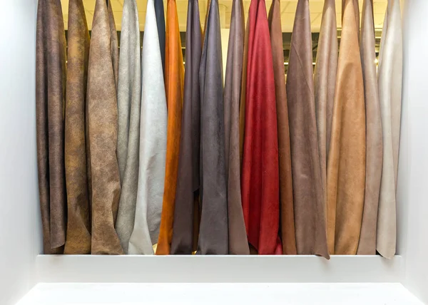 Colourful Leather Hide Material Samples Industry — Stock Photo, Image