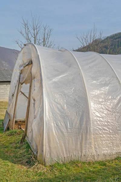 Struttura Plastica Prezzi Accessibili Serra Fattoria Agricoltura — Foto Stock