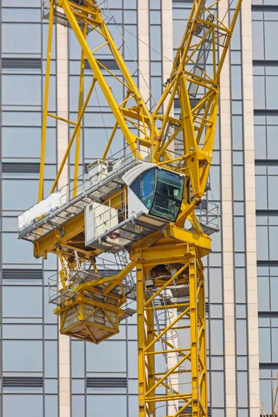 Crane Cabin Skyscraper Building Construction Site — Stock Photo, Image