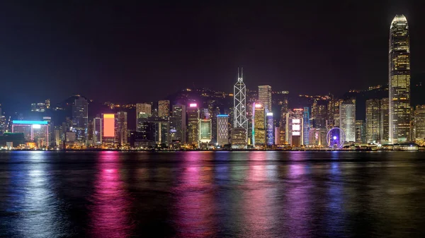 Ilha Hong Kong Noite Com Show Luz Cityscape — Fotografia de Stock