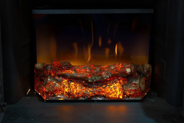 Flickering Effects Keramic Wood Logs Electronic Firebox — Stock fotografie