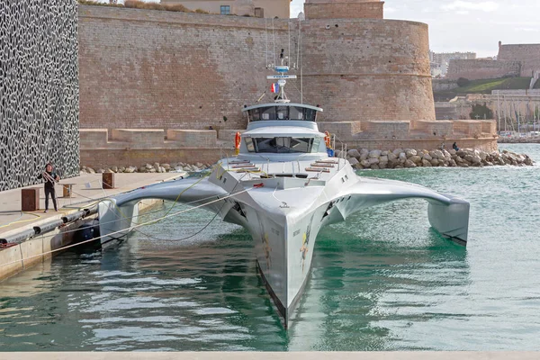 Marseille Frankrijk Januari 2016 Fast Interceptor Trimaran Brigitte Bardot Sea — Stockfoto