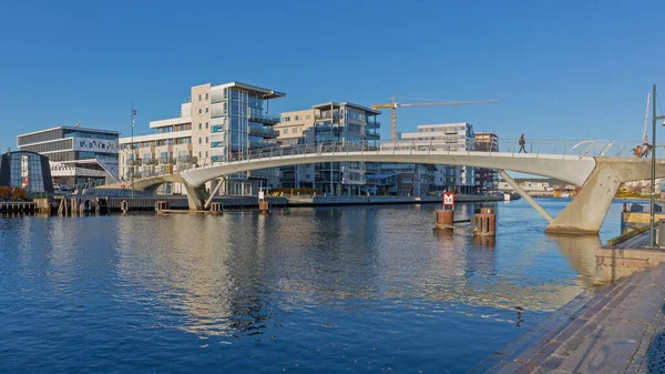 Fredrikstad Norway October 2016 Pedestrian Bridge Water Canal Fredrikstad Norway — Stock Photo, Image