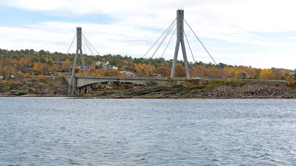 Hvaler Norvegia Ottobre 2016 Hvalerporten Suspension Road Bridge Hvaler Island — Foto Stock