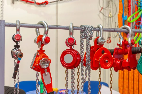 Chain Block Hoist Heavy Weight Equipment Construction Site — Stock Photo, Image