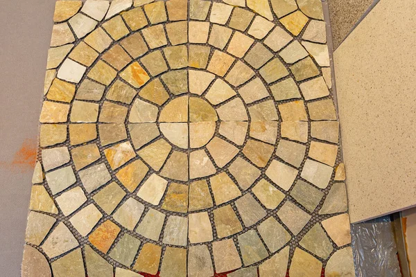 Concentric Circle Natural Rock Stone Tiles Garden Patio — Φωτογραφία Αρχείου