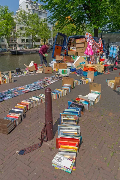 Amsterdam Paesi Bassi Maggio 2018 Venditore Libri Antichi Presso Street — Foto Stock