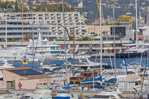 Monaco January 2018 Yachts Port Hercules Sunny Winter Day Monaco — Stock Photo, Image