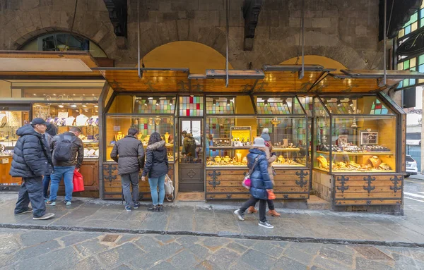 Florencia Italia Febrero 2018 Turistas Compras Frente Tienda Relojes Joyería — Foto de Stock