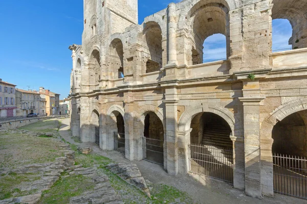 Arles Francja Stycznia 2016 Zabytkowa Budowla Rzymskiego Amfiteatru Arles Francja — Zdjęcie stockowe