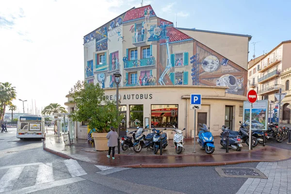 Cannes France Février 2016 Grande Murale Film Gare Routière Cannes — Photo