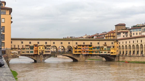 Florence Italie Février 2018 Pont Ponte Vecchio Sur Rivière Arno — Photo
