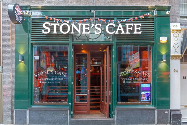 Amsterdam Nizozemsko Května 2018 Big Sign Stones Cafe Windows Amsterdam — Stock fotografie