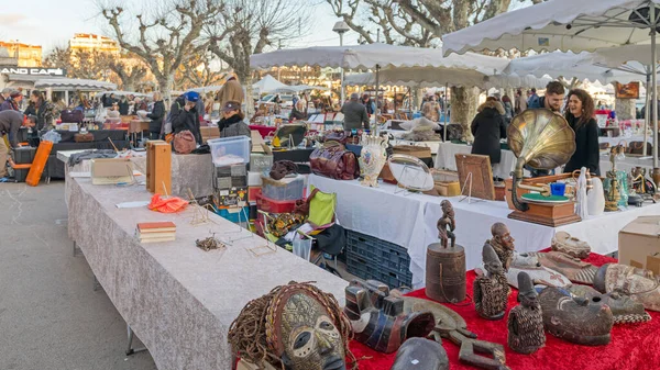 Cannes Francia Gennaio 2018 Mercato Dell Antiquariato Invernale Street Cannes — Foto Stock