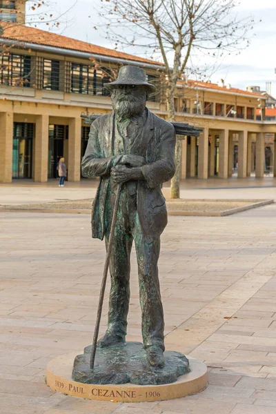 Aix Francia Enero 2016 Estatua Bronce Del Famoso Pintor Paul — Foto de Stock