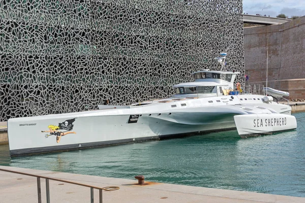 Marseille Frankrike Januari 2016 Fast Interceptor Trimaran Brigitte Bardot Sea — Stockfoto