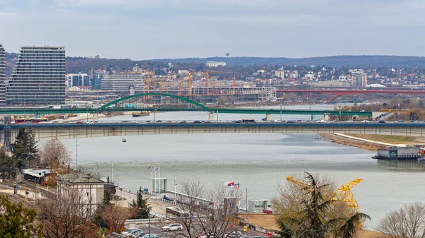 Belgrade Serbia December 2018 Bridges River Sava Winter Day Belgrade — Stock Photo, Image