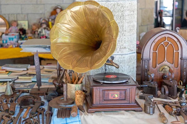 San Marino Juni 2019 Antieke Grammofoon Zondagsmarkt Republiek San Marino — Stockfoto