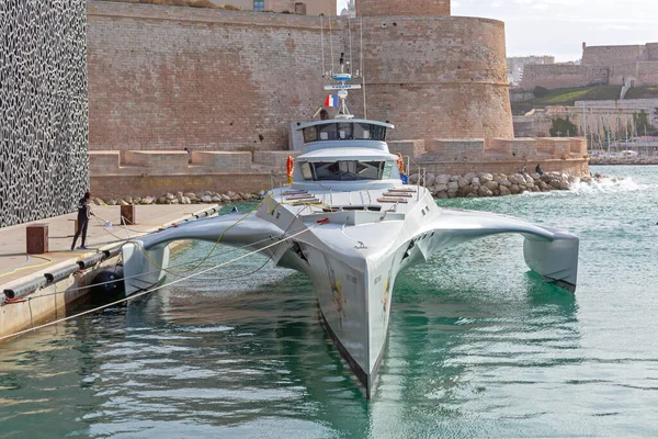 Marseille Frankreich Januar 2016 Fast Interceptor Trimaran Brigitte Bardot Sea — Stockfoto