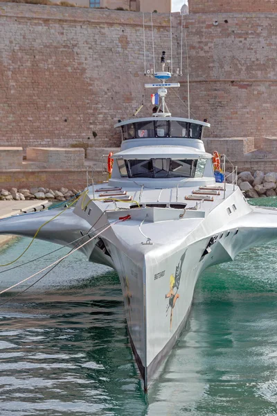 Marseille Frankrijk Januari 2016 Fast Interceptor Trimaran Brigitte Bardot Sea — Stockfoto