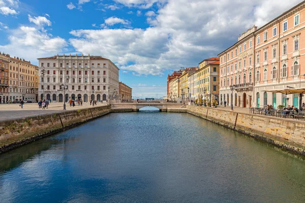 Trieste Italy March 2020 Grande Canal Ponte Rosso Sunny Winter — Foto Stock