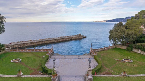 Trieste Italy March 2020 Sphinx Miramare Dock Adriatic Sea View — ストック写真