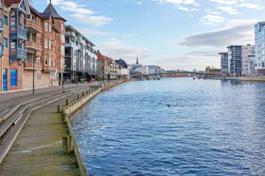 Fredrikstad Norveç 'teki Kanal Yürüme Yolunda Sonbahar Günü
