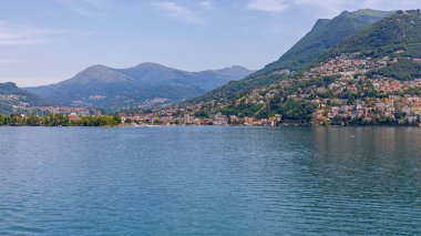 Lugano Şehri İsviçre 'de Göl manzarası