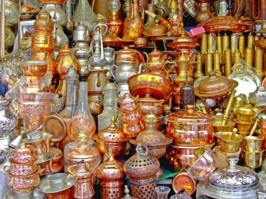 Geleneksel Türk Bakır Sürahileri Kahve Öğütücü Pirinç Kasesi