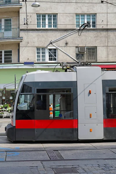 Electric Tram Public Transport at Street in Vienna Austria