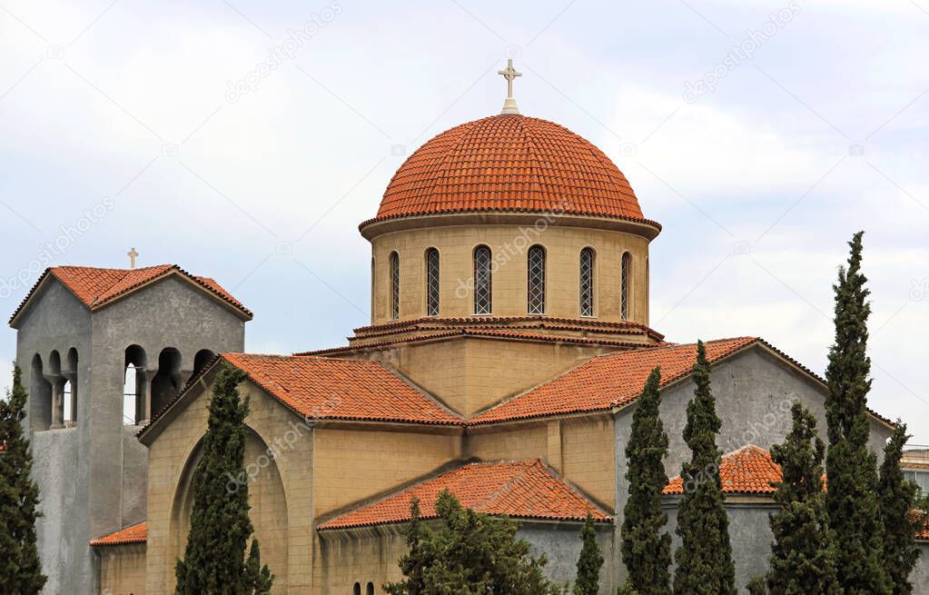 Ekklisia Agia Triada Holy Trinity Church Dome in Athens Greece