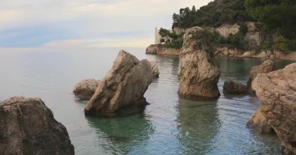 Big Stones Rocks Adriatic Sea Miramare Castle Trieste Italy — Stock Video