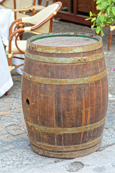 One Old Oak Wood Barrel at Cafe Terrace