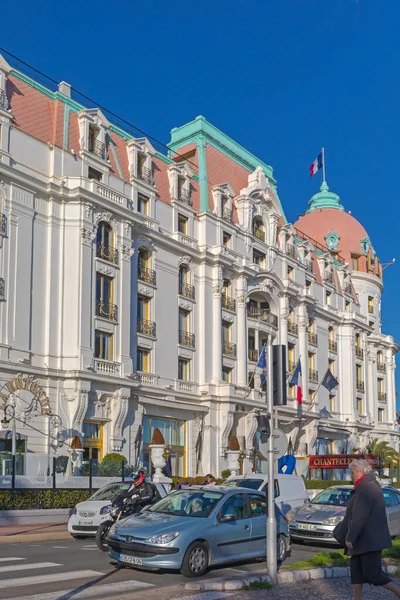 Nicea Francja Stycznia 2018 Historyczny Budynek Hotelu Negresco Słoneczny Zimowy — Zdjęcie stockowe