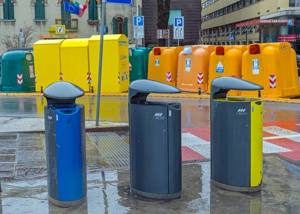 Vence Italy February 2018 Sorting Waste Garbage Recycling Containers Street — Stock Photo, Image