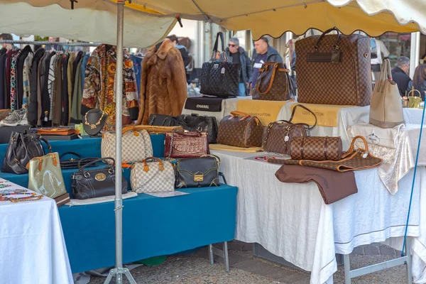 Cannes France January 2018 Vintage Designer Bags Sale Antique Market — Stock Photo, Image
