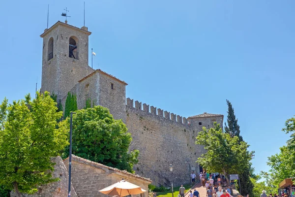 San Marino Junho 2019 Fortaleza Torre Guaita Topo Montanha Titano — Fotografia de Stock