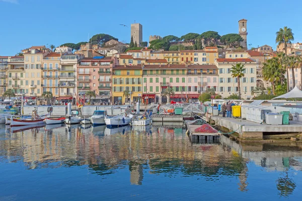 Cannes França Fevereiro 2016 Barcos Atracados Calm Water Marina Harbour — Fotografia de Stock