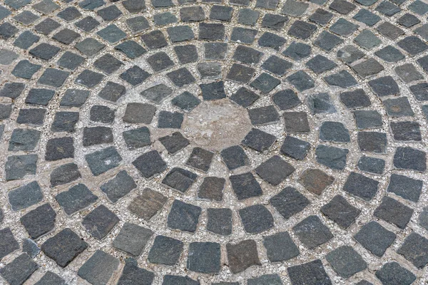 Concentric Circle Cobblestones Dekoracyjna Chodnik Ulicy — Zdjęcie stockowe