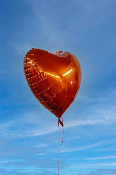 One Heart Shape Foil Balloon Filled Helium — Stock Photo, Image